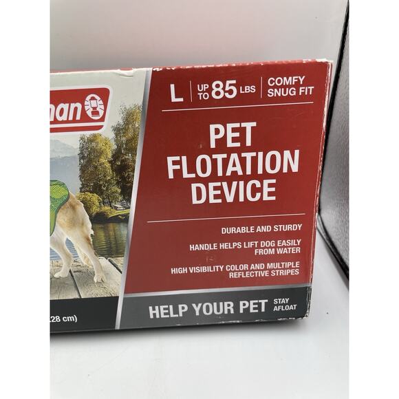 Coleman Dog Flotation Life Vest Jacket Preserver Size Large Up to 85 Pounds NEW - Picture 2 of 9